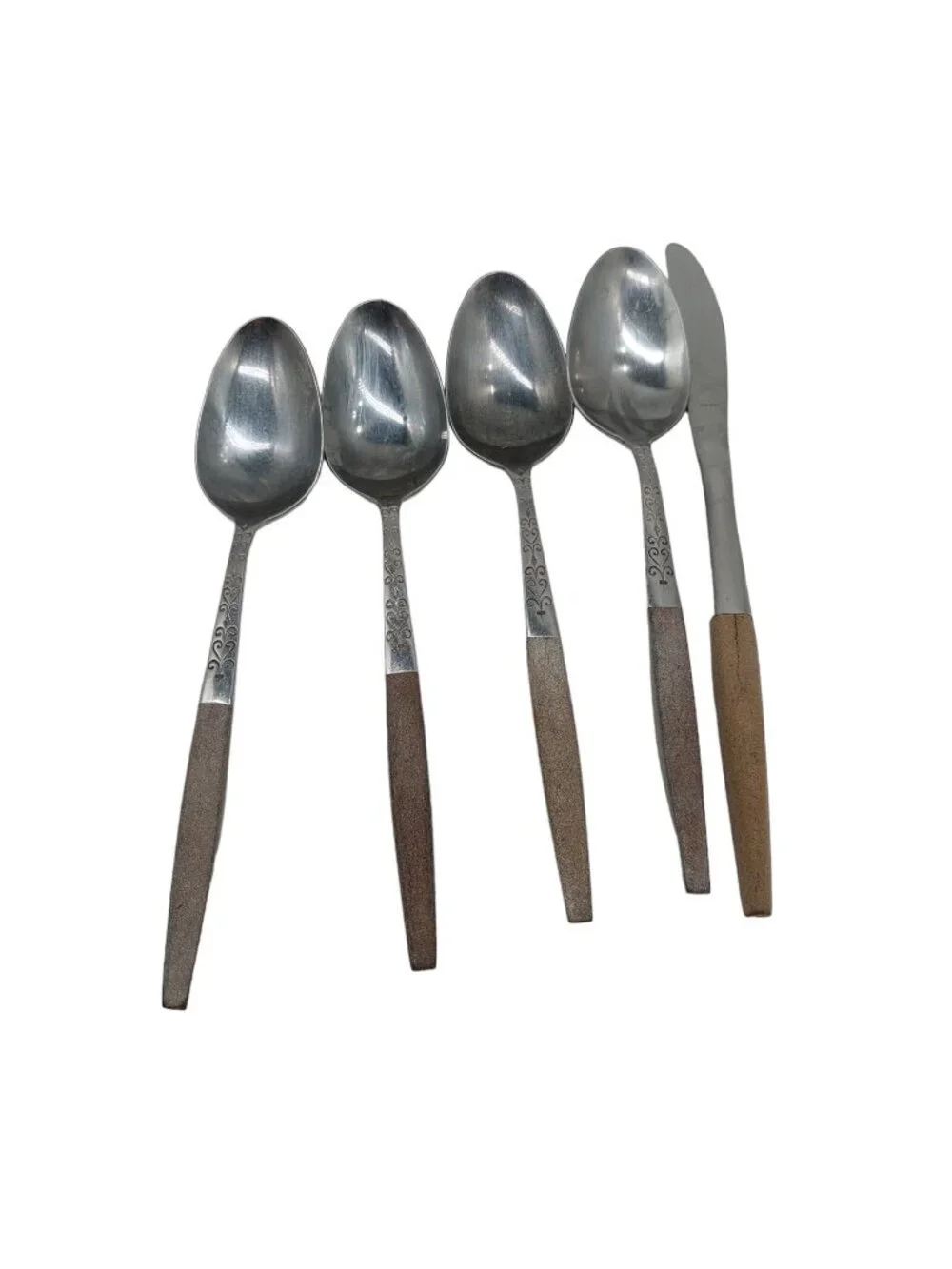 Interfur Canoe Muffin 4 Large Spoons 1 Knife Stainless Steel Japan Lot of 5